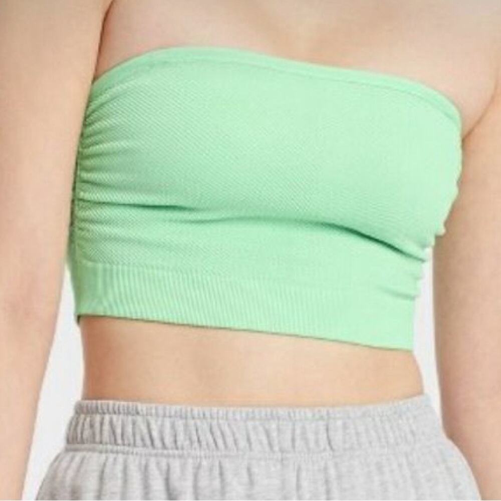 Colsie‎ Tube Top with Straps Seamless Green XS Crop Top